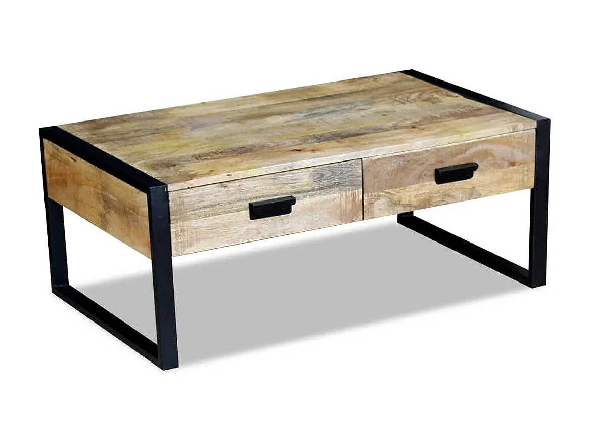 Salontafel met 2 lades 100x60x40 cm massief mangohout NL14500