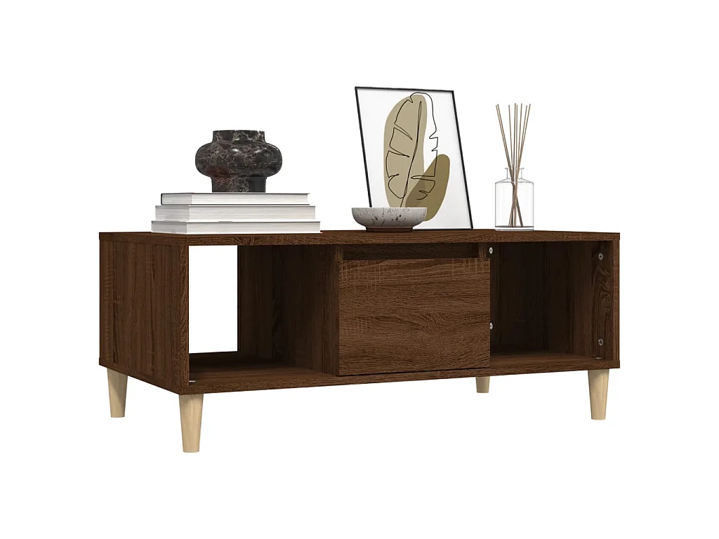 Salontafel 90x50x36,5 cm bewerkt hout bruin eikenkleur NL19681