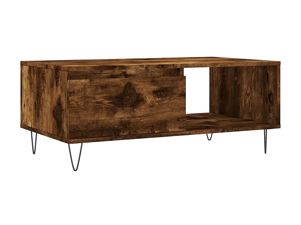 Table basse Chêne fumé 90x50x36,5 cm Bois d'ingénierie OFR64148 BonneVie Meuble