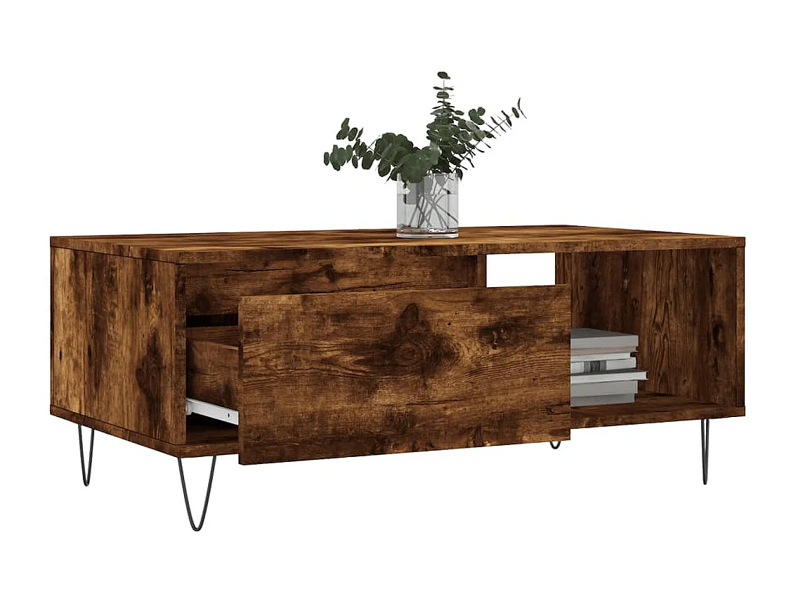 Table basse Chêne fumé 90x50x36,5 cm Bois d'ingénierie OFR64148 BonneVie Meuble