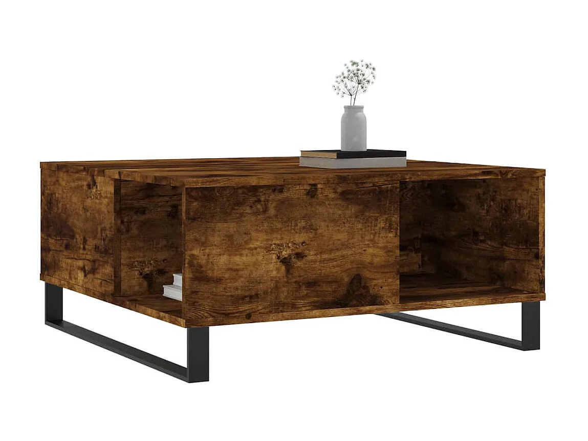 Salontafel 80x80x36,5 cm bewerkt hout gerookt eikenkleurig NL38643