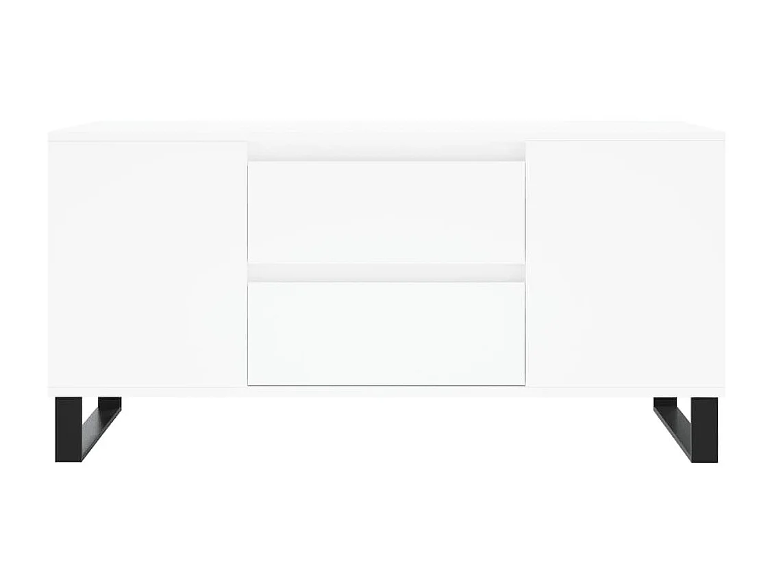 Table basse blanc 102x44,5x50 cm bois d'ingénierie OFR74443 BonneVie Meuble