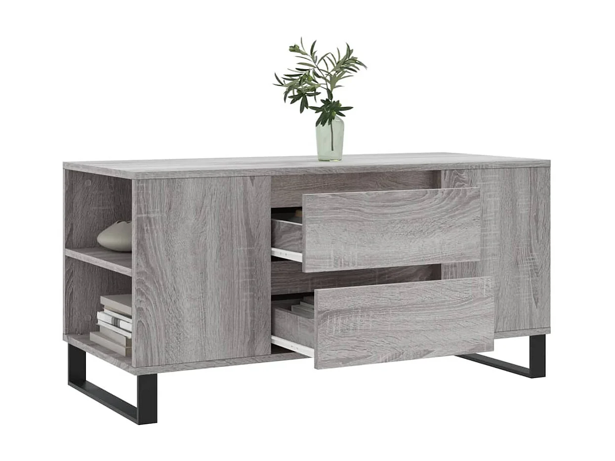 Table basse sonoma gris 102x44,5x50 cm bois d'ingénierie OFR23280 BonneVie Meuble