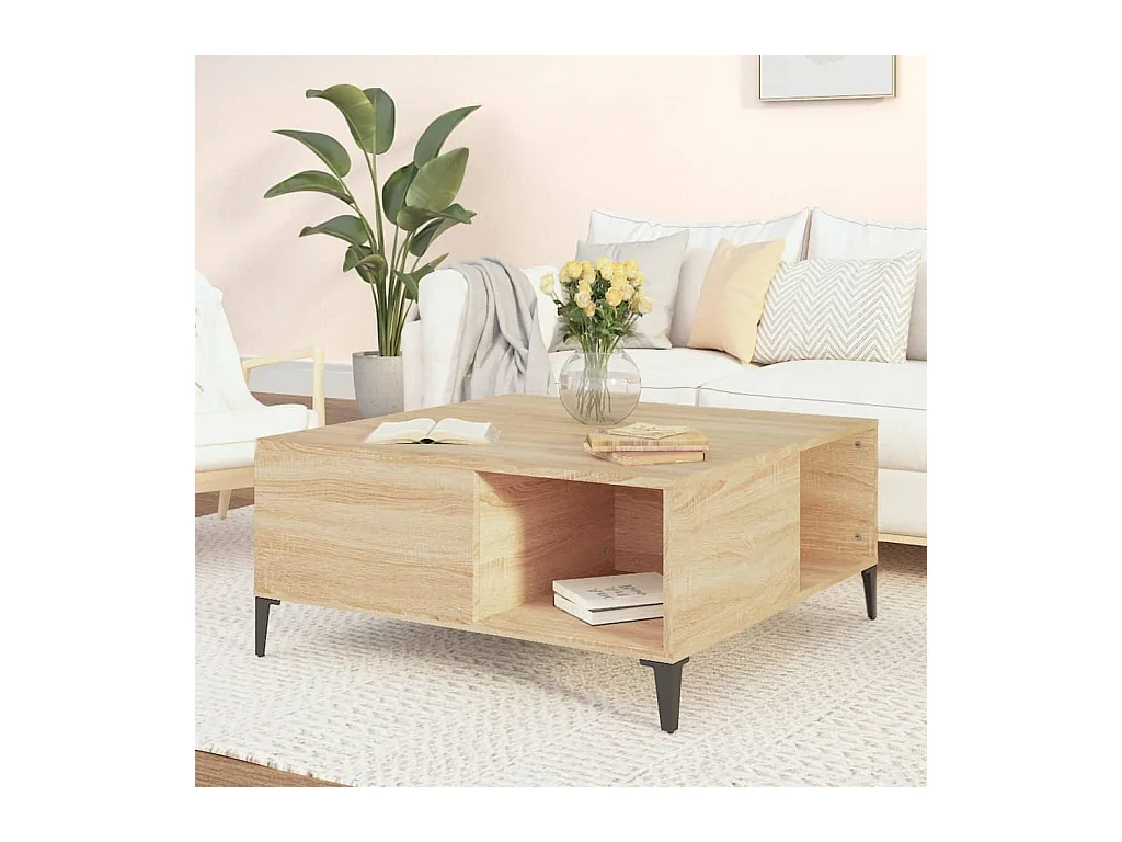 Table basse chêne sonoma 80x80x36,5 cm bois d'ingénierie OFR36682 BonneVie Meuble