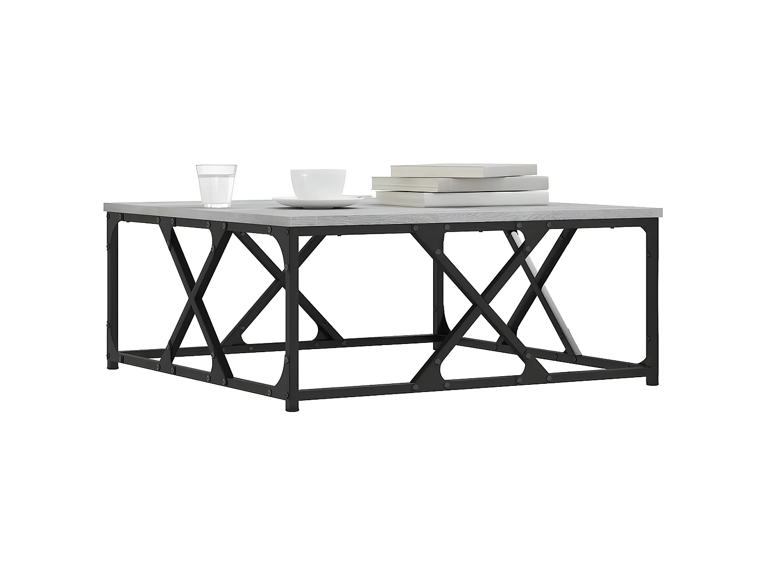 Mesa de centro madera contrachapada gris Sonoma 70x70x30 cm ES81695