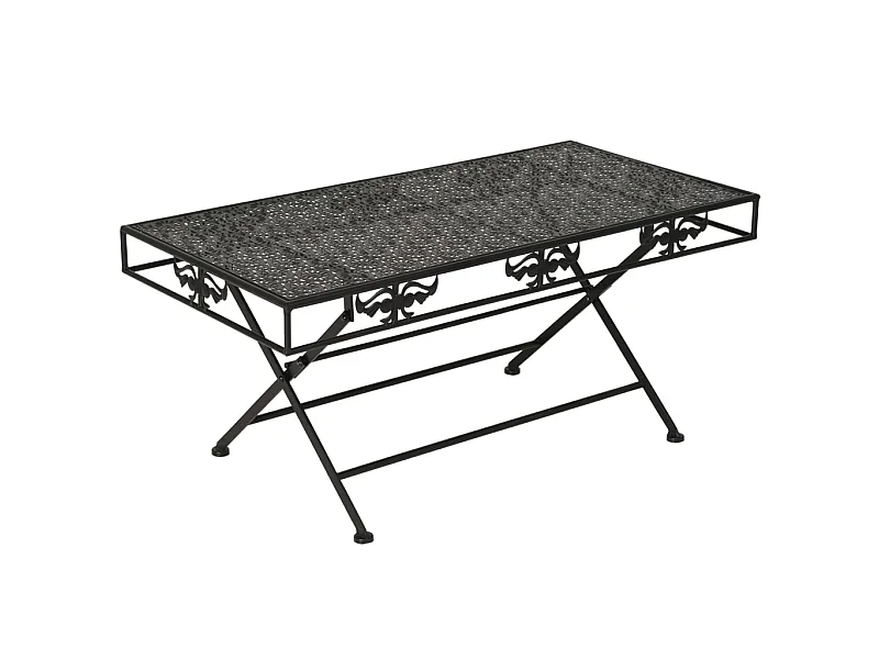 Table basse pliante Style vintage Métal 100 x 50 x 45 cm Noir OFR96569 BonneVie Meuble