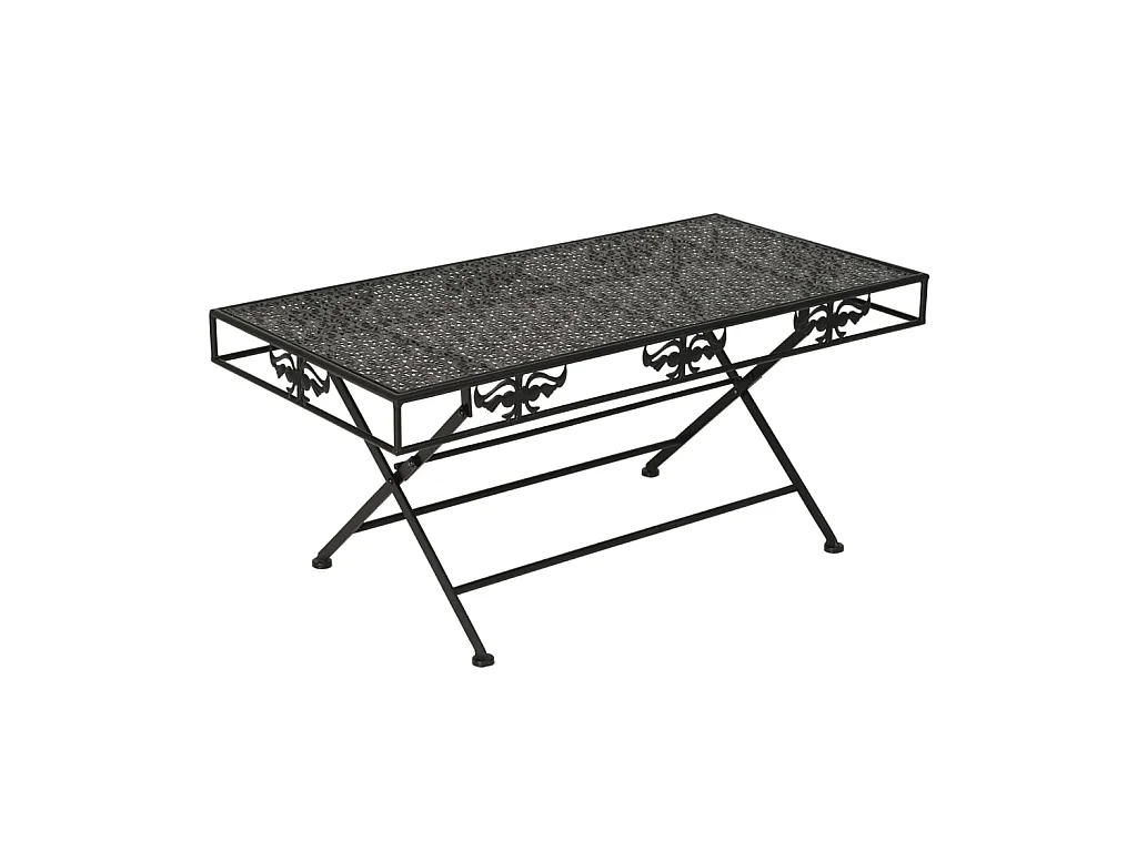 Table basse pliante Style vintage Métal 100 x 50 x 45 cm Noir OFR96569 BonneVie Meuble