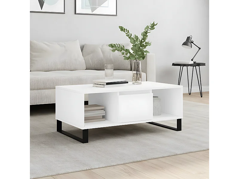 Mesa de centro madera contrachapada blanco 90x50x36,5 cm ES16981