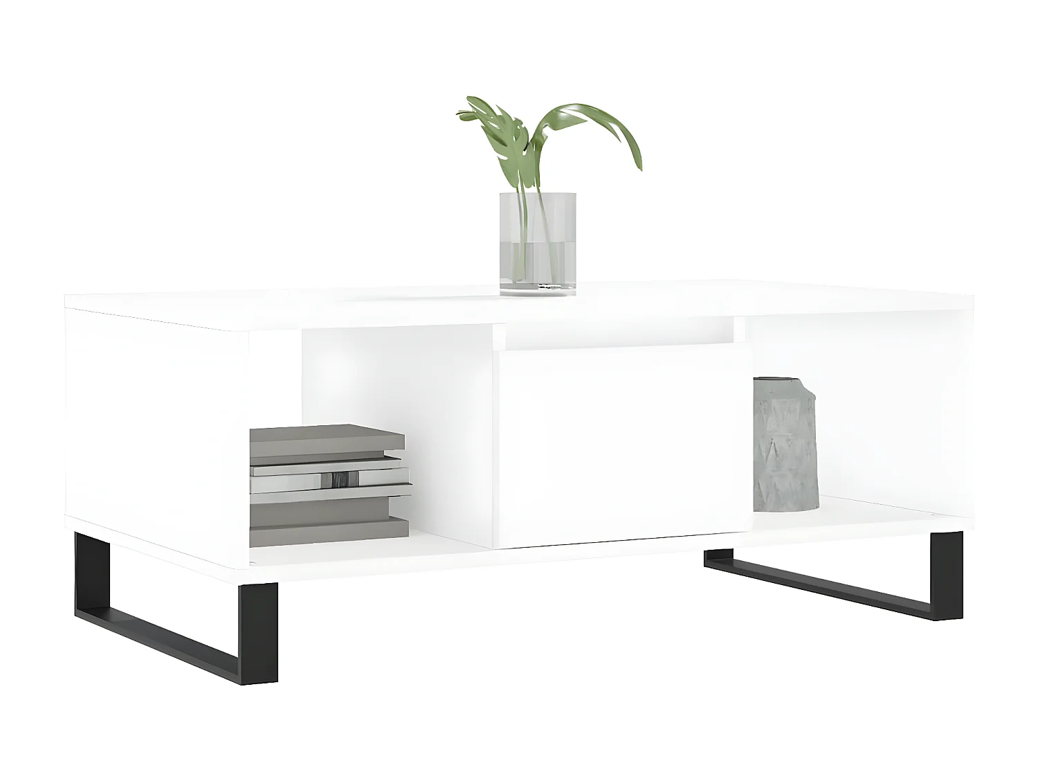 Mesa de centro madera contrachapada blanco 90x50x36,5 cm ES16981