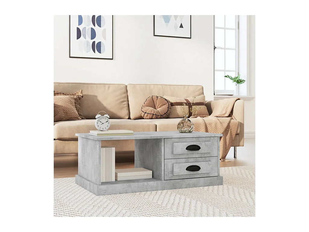 Table basse Gris béton 90x50x35 cm Bois d'ingénierie OFR85902 BonneVie Meuble
