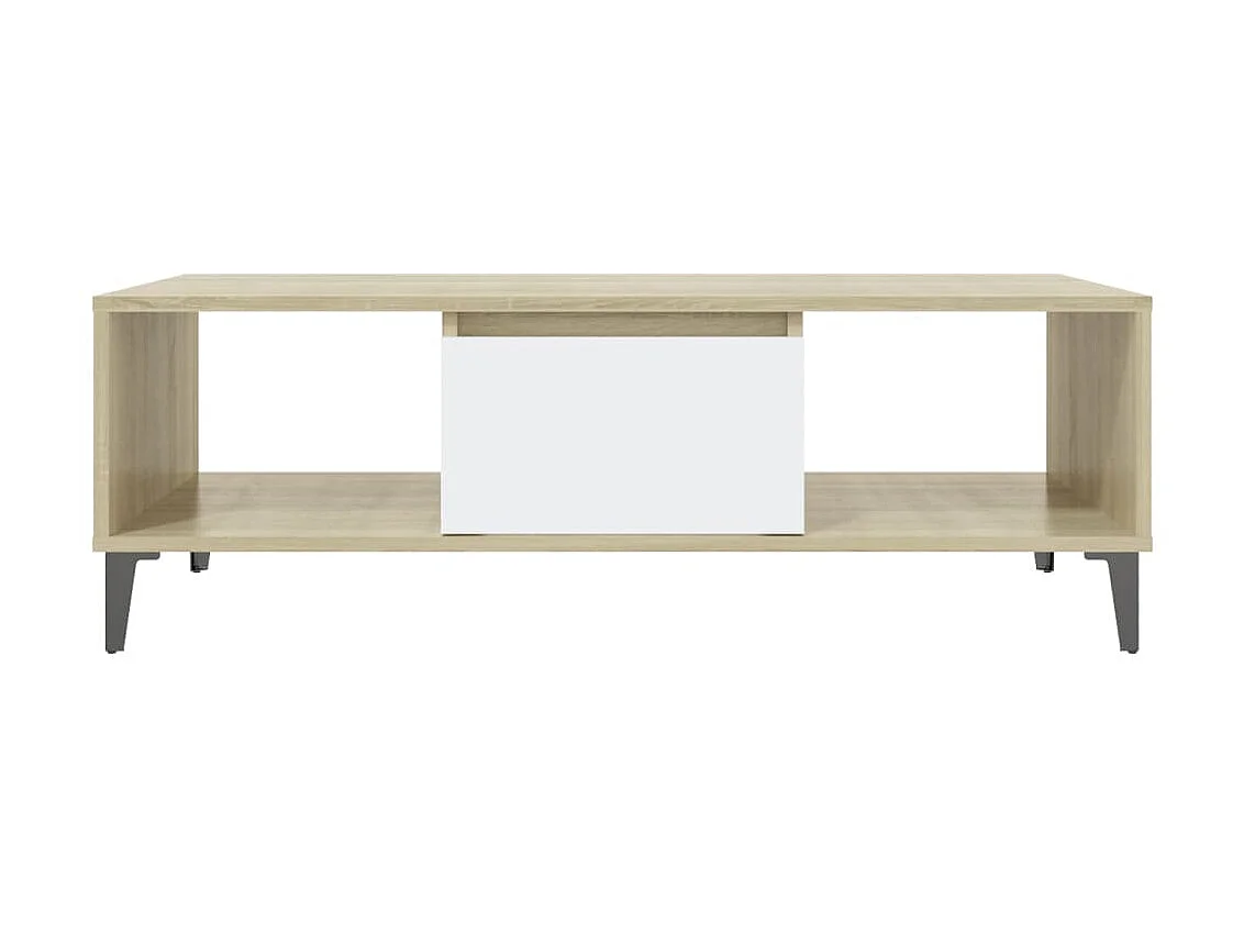 Table basse Blanc et chêne sonoma 103,5x60x35 cm Aggloméré OFR56983 BonneVie Meuble