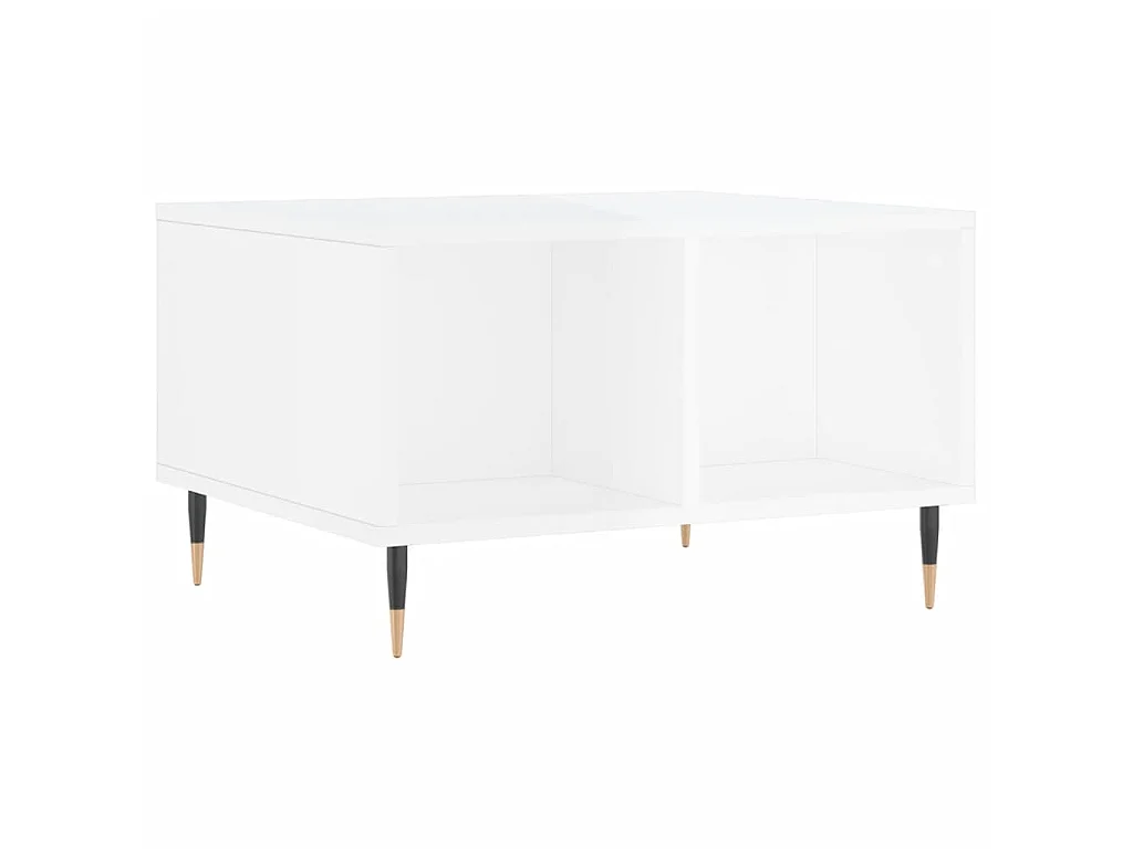 Mesa de centro madera contrachapada blanco brillo 60x50x36,5 cm ES16550