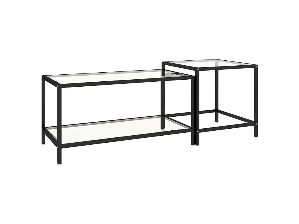Mesita de centro 2 piezas vidrio templado transparente ES74951