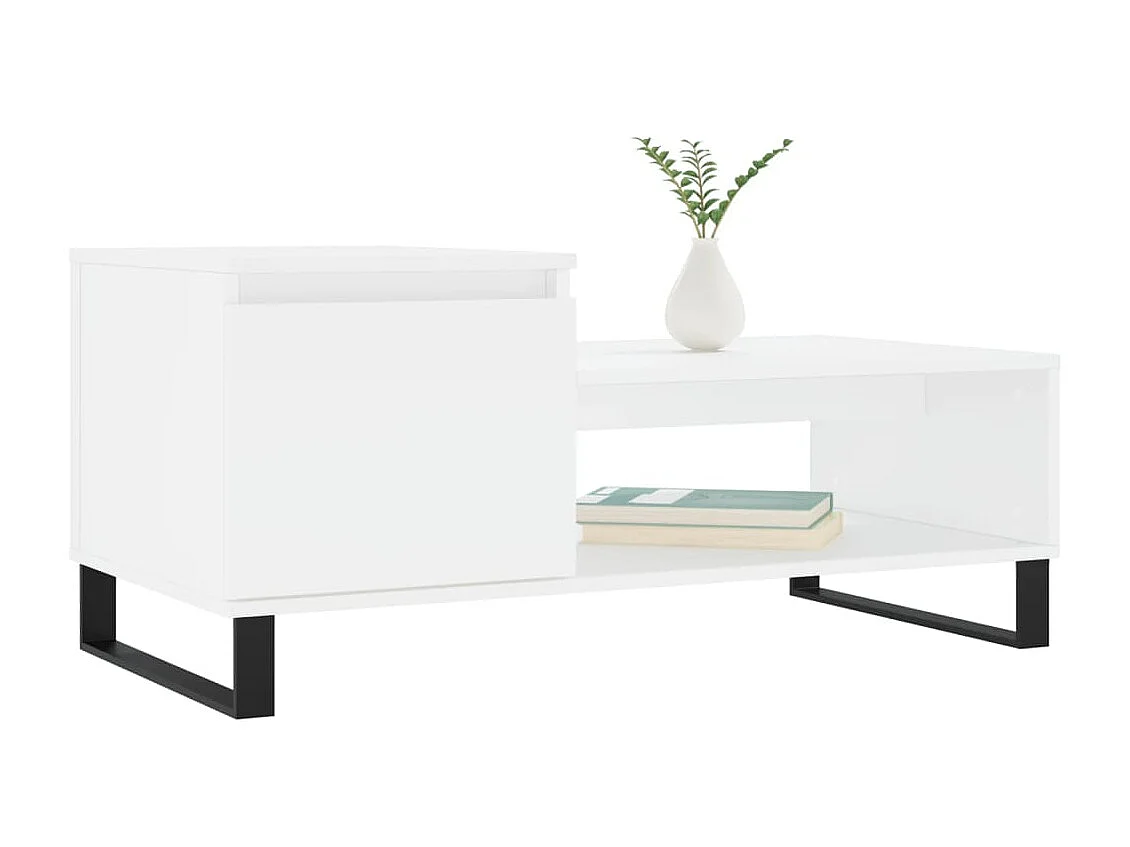 Mesa de centro madera contrachapada blanco 100x50x45 cm ES46509