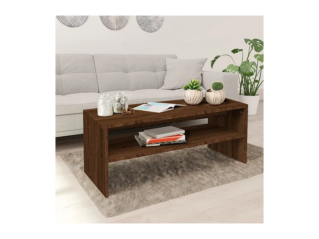 Mesa de centro 100x40x40 cm derivados madeira carvalho castanho PT960835