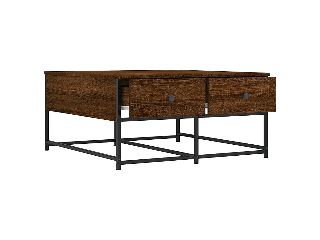 Table basse chêne marron 80x80x40 cm bois d'ingénierie OFR52787 BonneVie Meuble