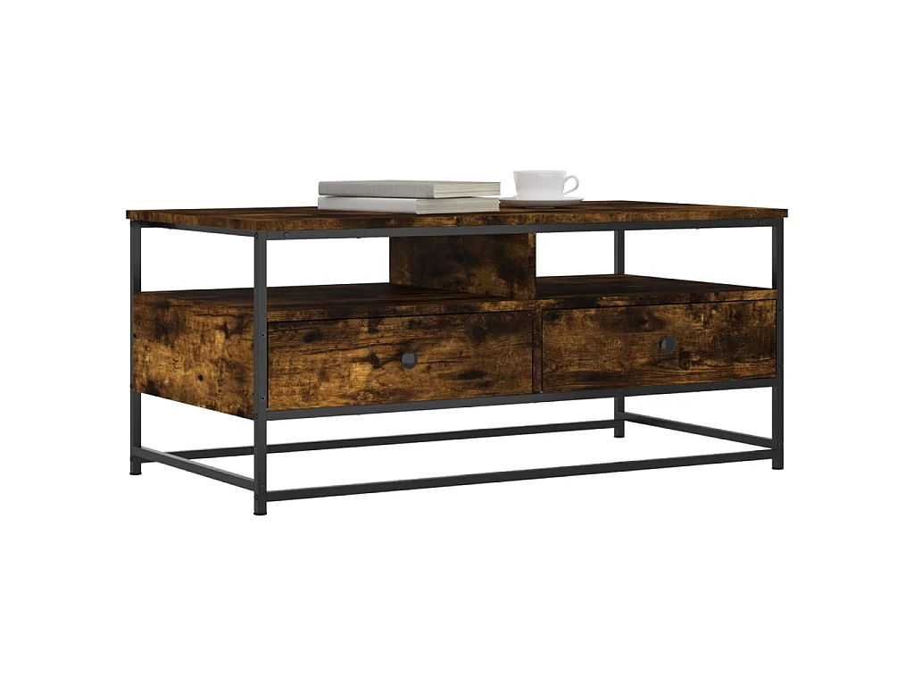 Salontafel 100x51x45 cm bewerkt hout gerookt eikenkleurig NL23682