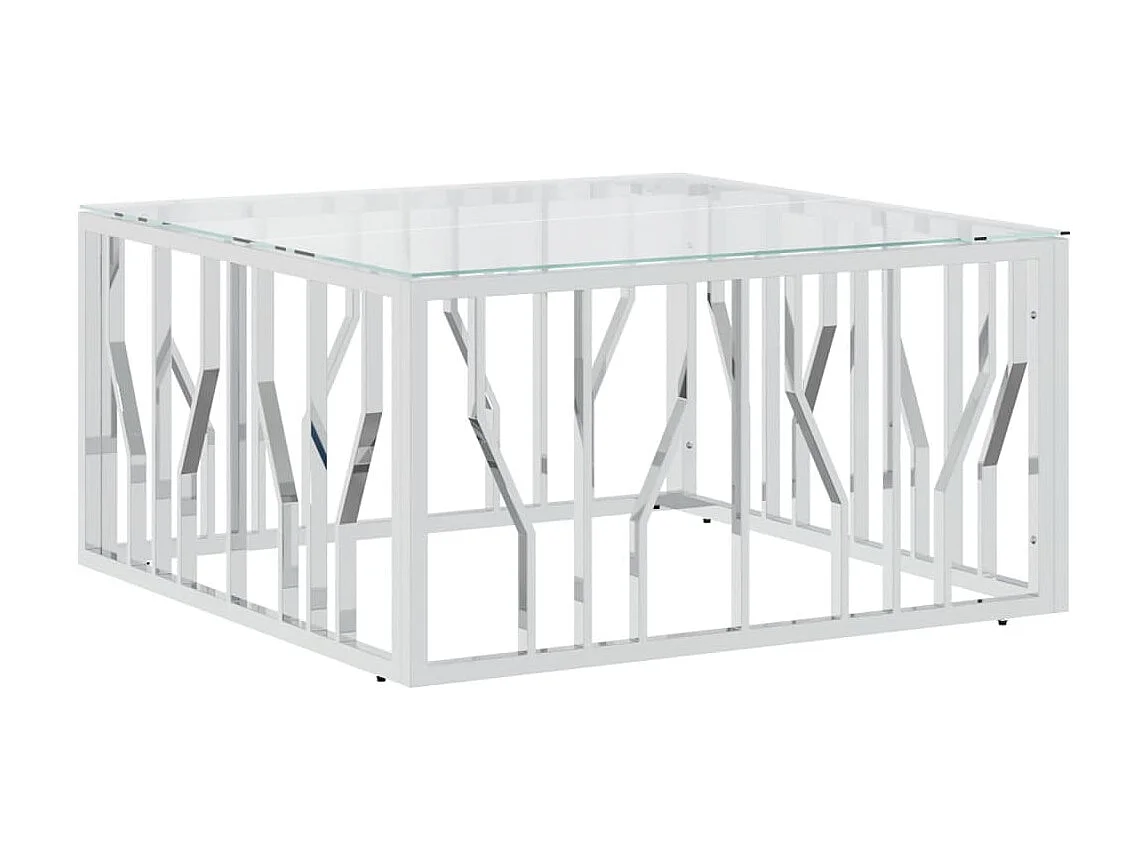 Table basse - 80x80x40 cm acier inoxydable et verre BonneVie Meuble JOQ15808