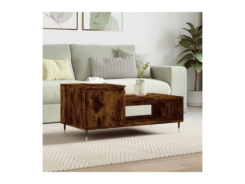 Table basse Chêne fumé 100x50x45 cm Bois d'ingénierie OFR66046 BonneVie Meuble