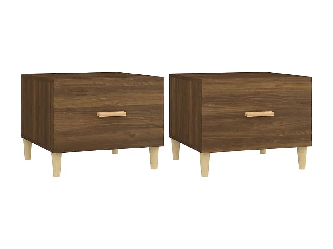 Mesa centro 2 pcs 50x50x40 cm madeira proc. carvalho castanho PT490578