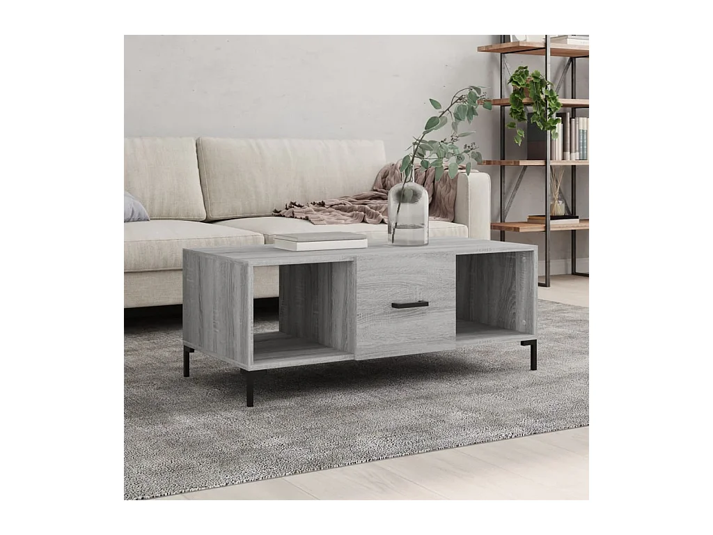 Table basse sonoma gris 102x50x40 cm bois d'ingénierie OFR30129 BonneVie Meuble