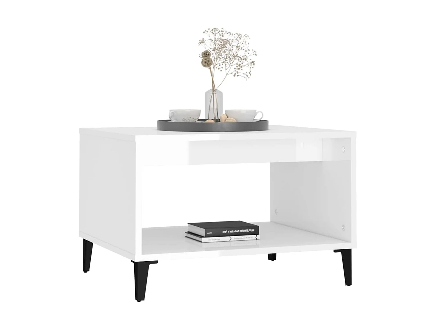 Mesa de centro madera contrachapada blanco brillo 60x50x40 cm ES66422