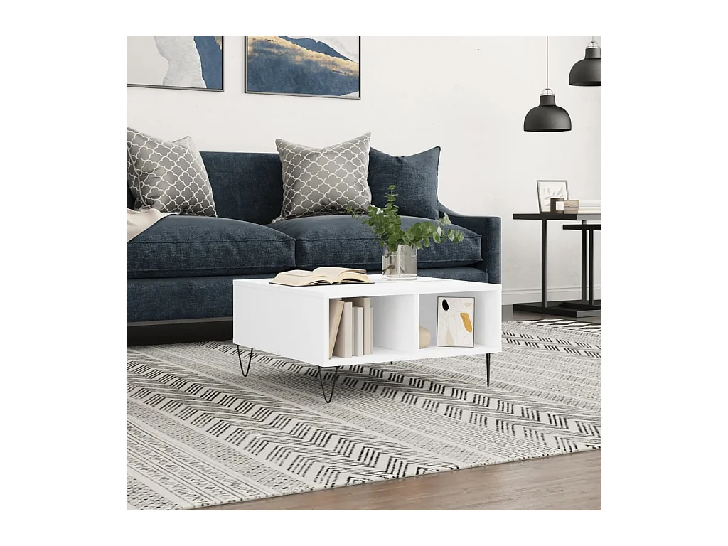 Table basse blanc 60x60x30 cm bois d'ingénierie OFR11540 BonneVie Meuble