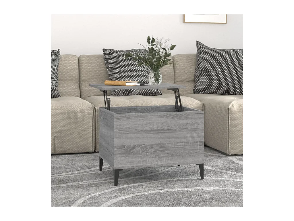 Table basse relevable Sonoma gris 60x44,5x45 cm Bois d'ingénierie OFR74030 BonneVie Meuble
