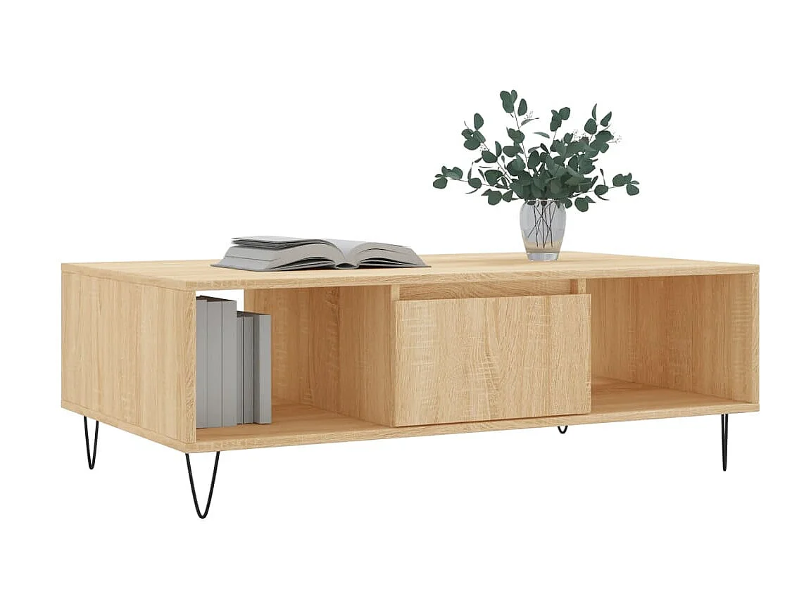 Table basse chêne sonoma 104x60x35 cm bois d'ingénierie OFR60027 BonneVie Meuble