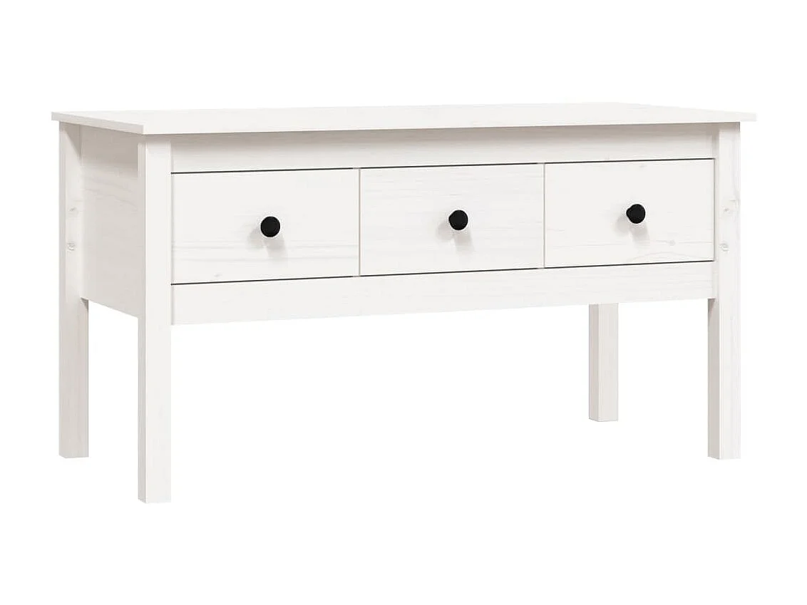 Table basse Blanc 102x49x55 cm Bois massif de pin OFR61613 BonneVie Meuble