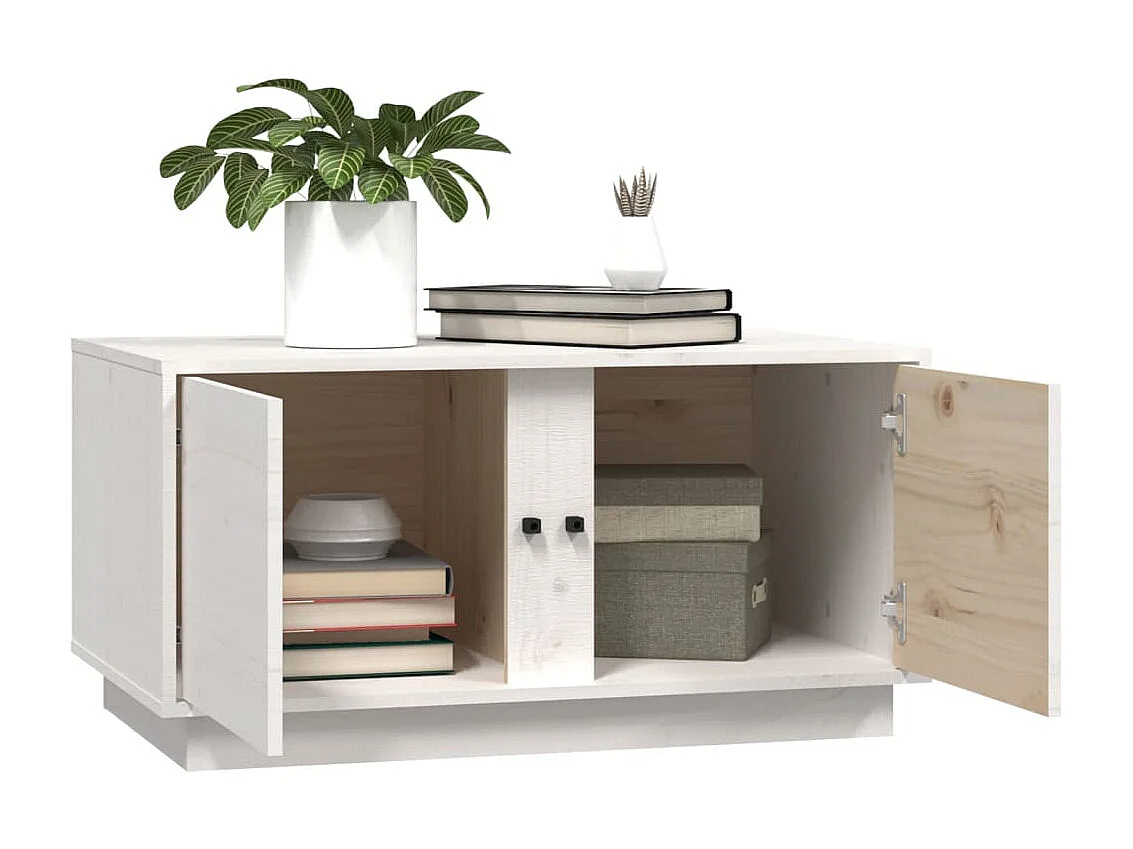 Mesa de centro madera maciza de pino blanco 80x50x40 cm ES88946