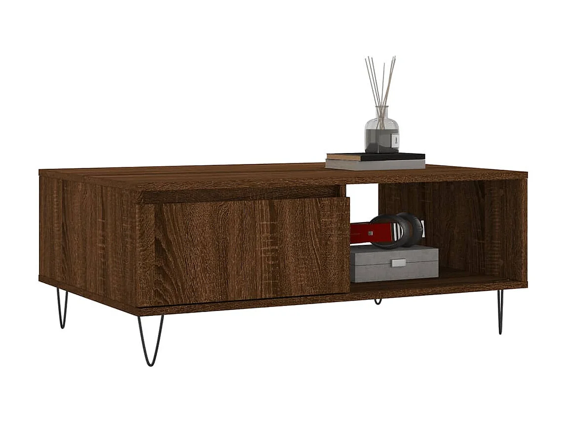 Salontafel 90x60x35 cm bewerkt hout bruin eikenkleur NL71329
