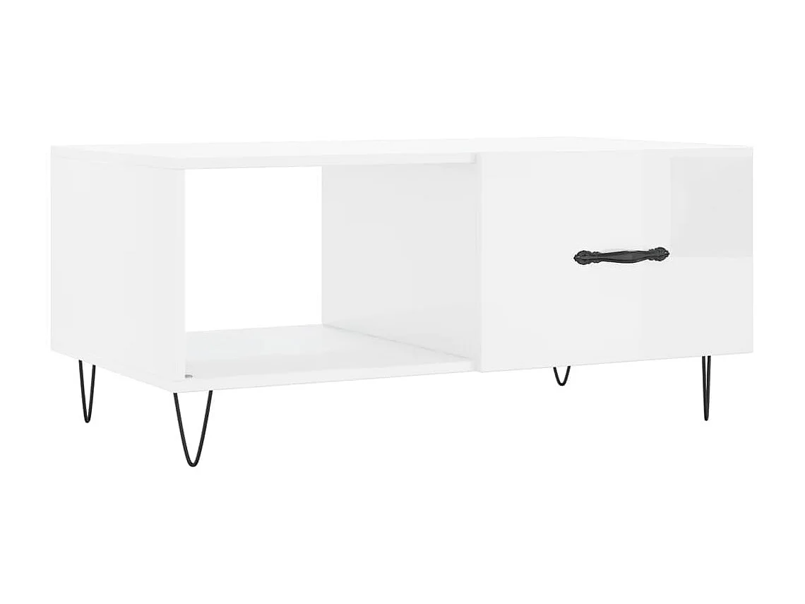 Mesa de centro 90x50x40 cm madeira processada branco brilhante PT613336