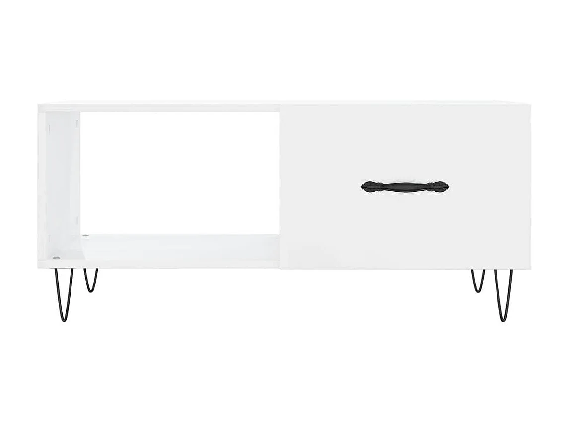 Table basse Blanc brillant 90x50x40 cm Bois d'ingénierie OFR12233 BonneVie Meuble