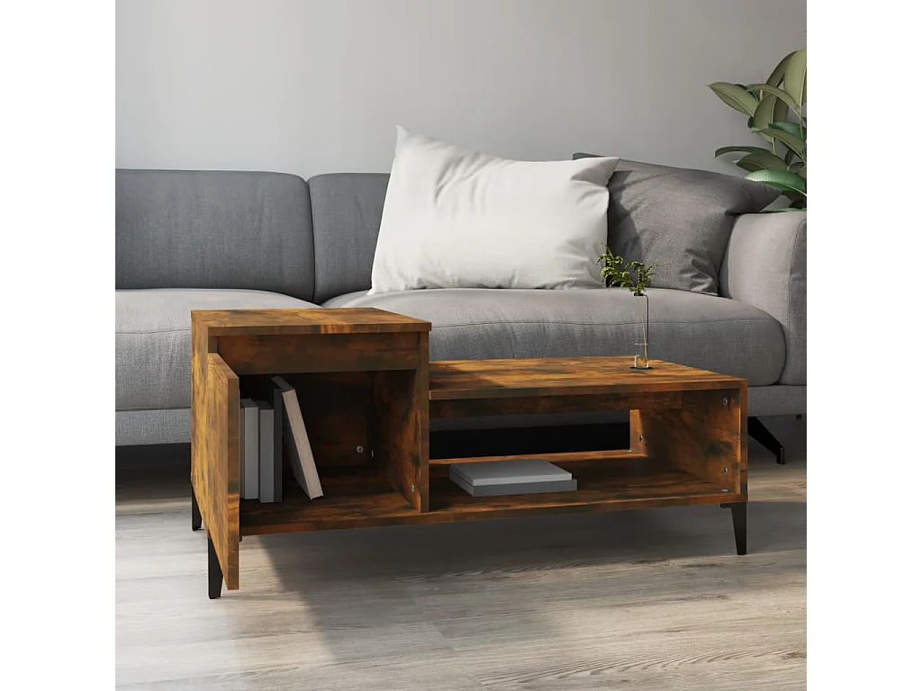 Mesa de centro 100x50x45 cm derivados madeira carvalho fumado PT918355