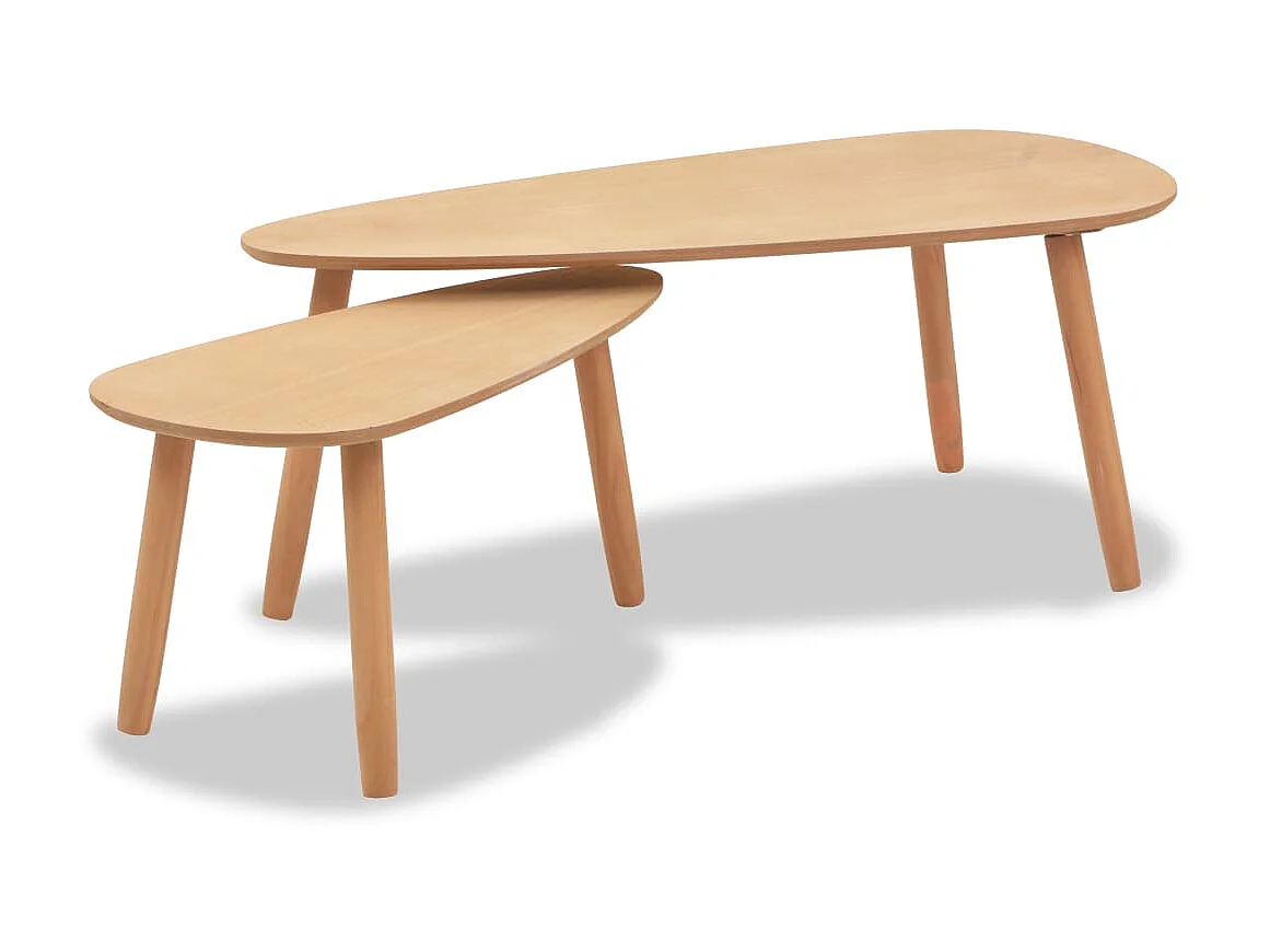 Ensemble de tables basses 2 pcs Bois de pin massif Marron OFR15347 BonneVie Meuble