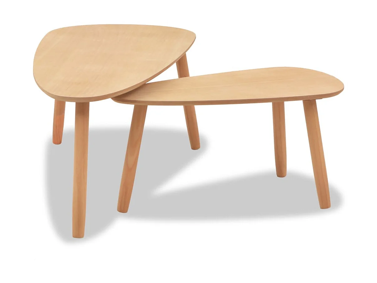 Ensemble de tables basses 2 pcs Bois de pin massif Marron OFR15347 BonneVie Meuble