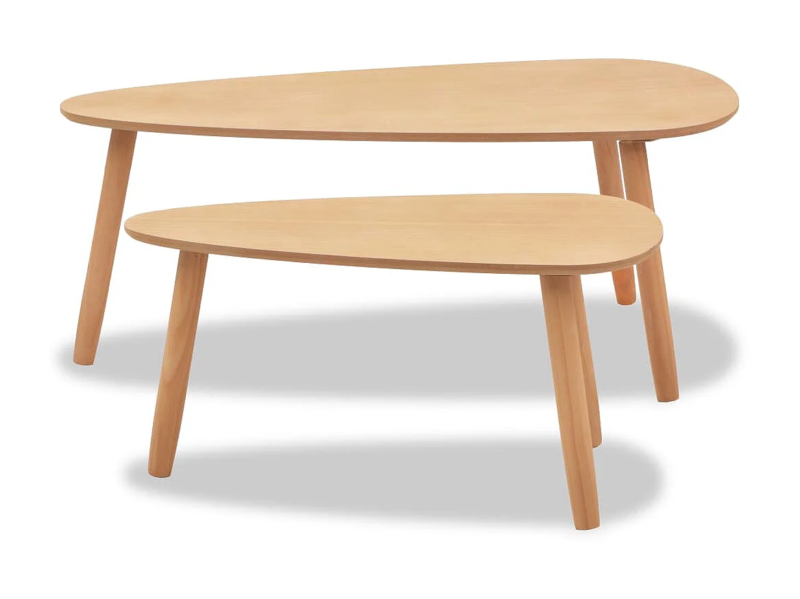 Ensemble de tables basses 2 pcs Bois de pin massif Marron OFR15347 BonneVie Meuble