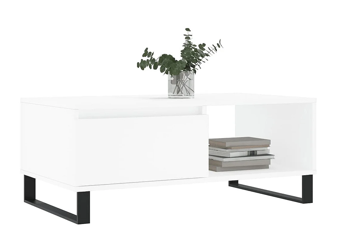 Mesa de centro madera contrachapada blanco 90x50x36,5 cm ES436239