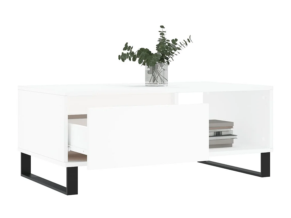 Table basse Blanc 90x50x36,5 cm Bois d'ingénierie OFR85239 BonneVie Meuble