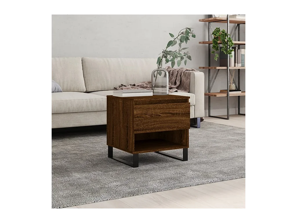 Table basse chêne marron 50x46x50 cm bois d'ingénierie OFR64366 BonneVie Meuble