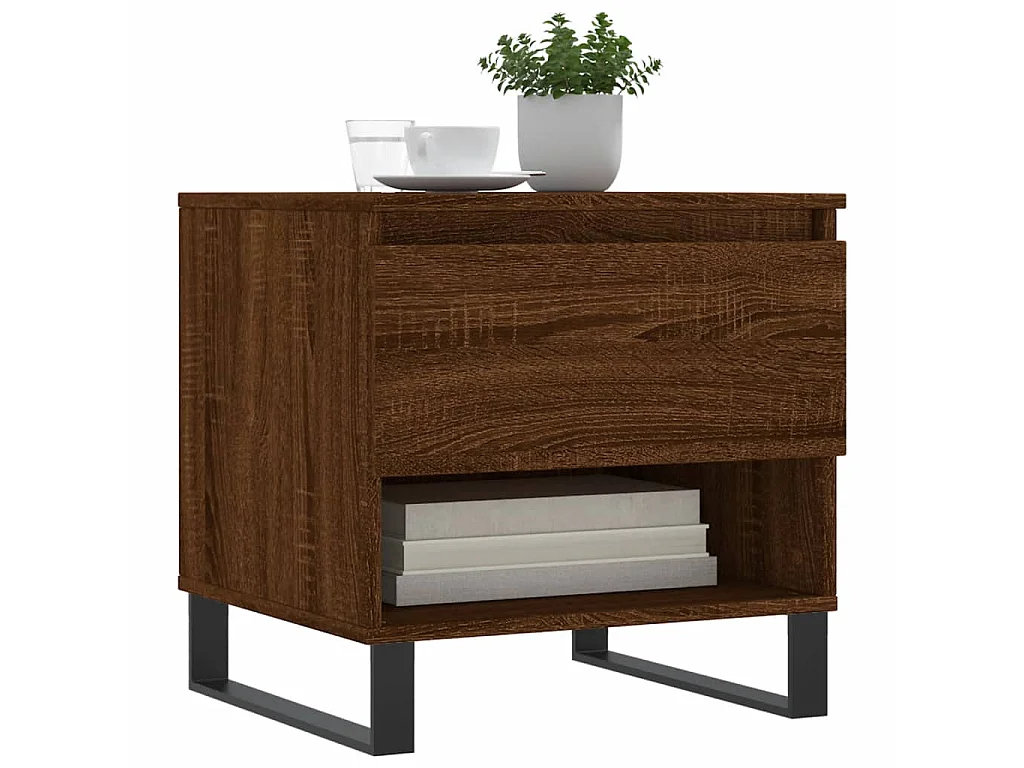 Table basse chêne marron 50x46x50 cm bois d'ingénierie OFR64366 BonneVie Meuble
