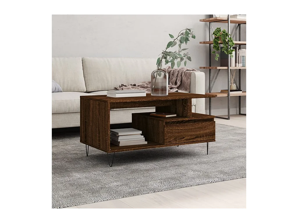 Table basse Chêne marron 90x49x45 cm Bois d'ingénierie OFR34152 BonneVie Meuble