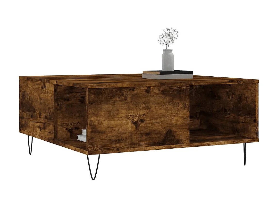 Table basse chêne fumé 80x80x36,5 cm bois d'ingénierie OFR92061 BonneVie Meuble