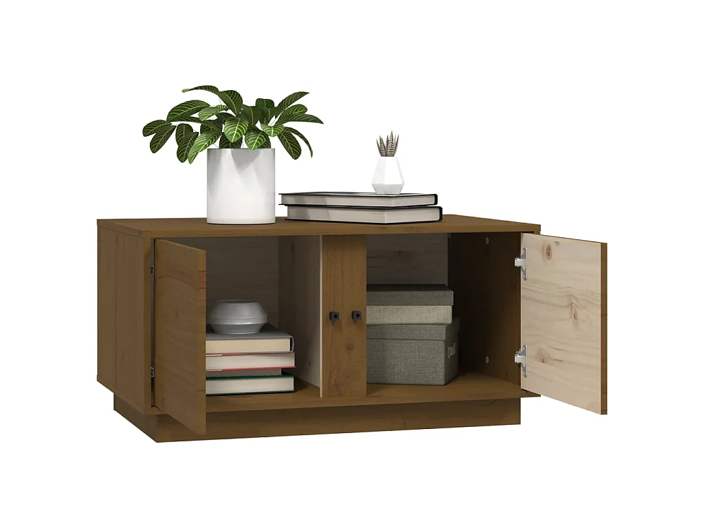 Table basse Marron miel 80x50x40 cm Bois massif de pin OFR58754 BonneVie Meuble