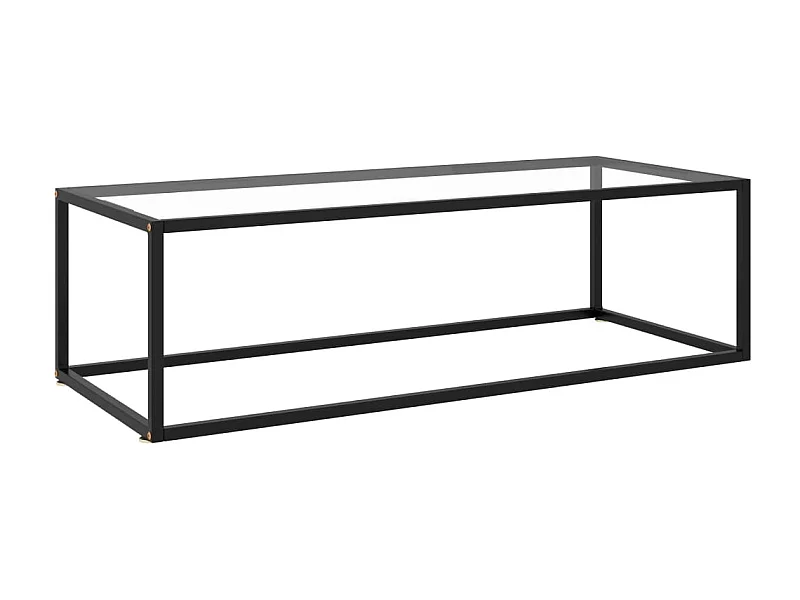 Table basse Noir avec verre trempé 120x50x35 cm OFR92734 BonneVie Meuble