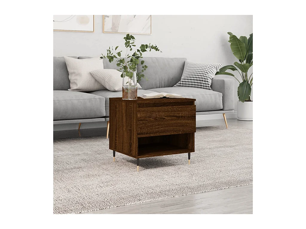 Table basse chêne marron 50x46x50 cm bois d'ingénierie OFR39118 BonneVie Meuble
