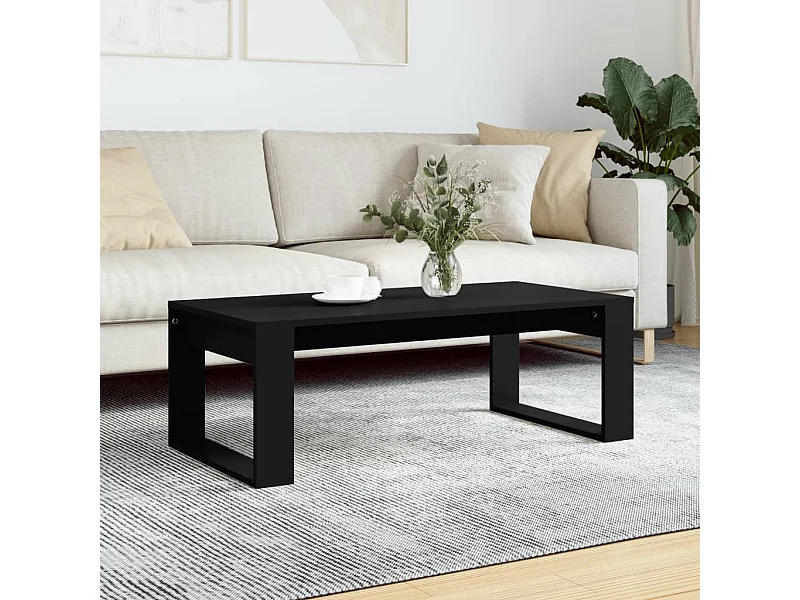Table basse noir 102x50x35 cm bois d'ingénierie OFR47846 BonneVie Meuble