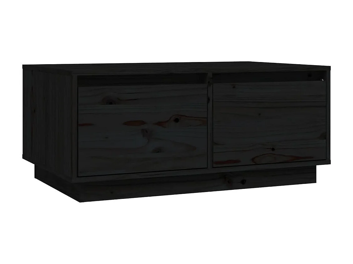 Table basse Noir 80x50x35 cm Bois massif de pin OFR41217 BonneVie Meuble