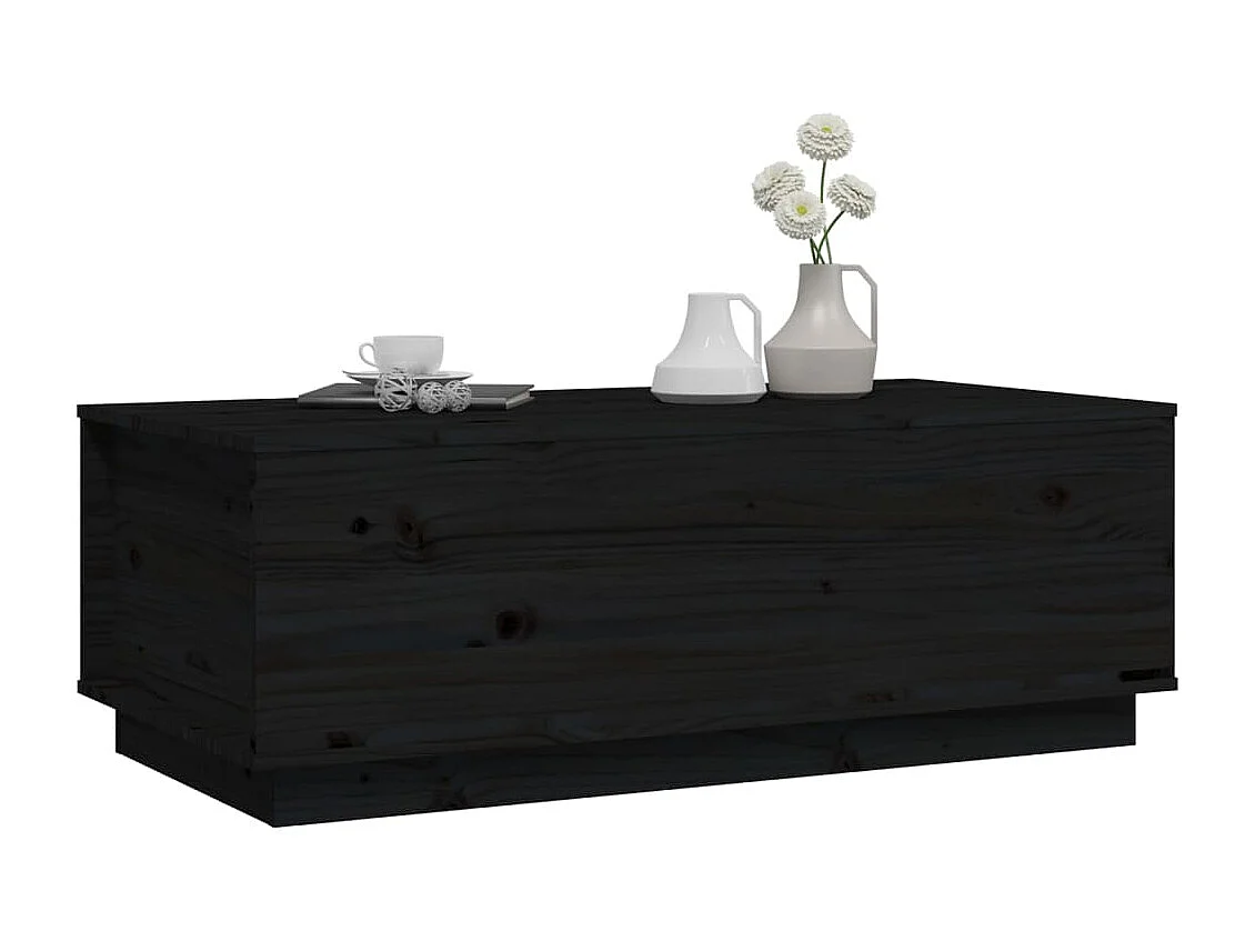 Table basse relevable Noir 100x50x35 cm Bois massif de pin OFR40183 BonneVie Meuble